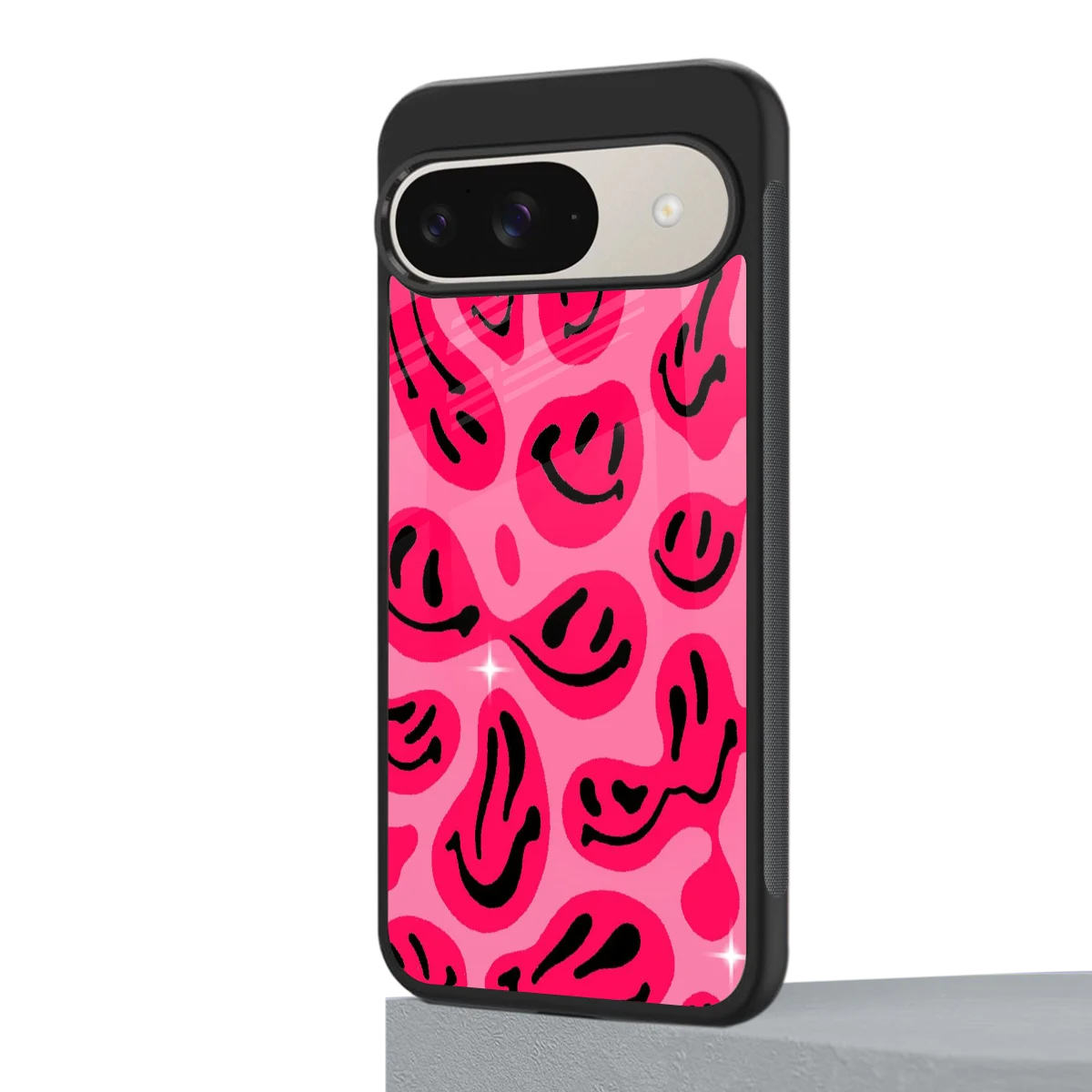 Acid Smiles Pink google pixel 9 mobile cover | shockproof glass phone case