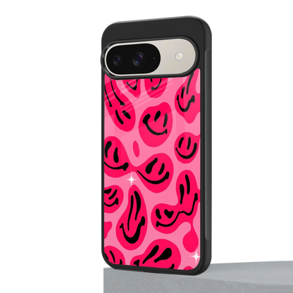 Acid Smiles Pink google pixel 9 mobile cover | shockproof glass phone case