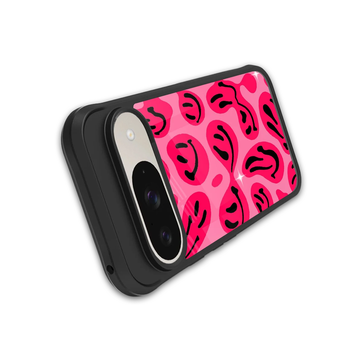 Acid Smiles Pink stylish phone case for google pixel 9 | glossy glass and slim fit