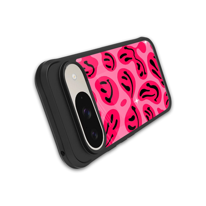 Acid Smiles Pink stylish phone case for google pixel 9 | glossy glass and slim fit