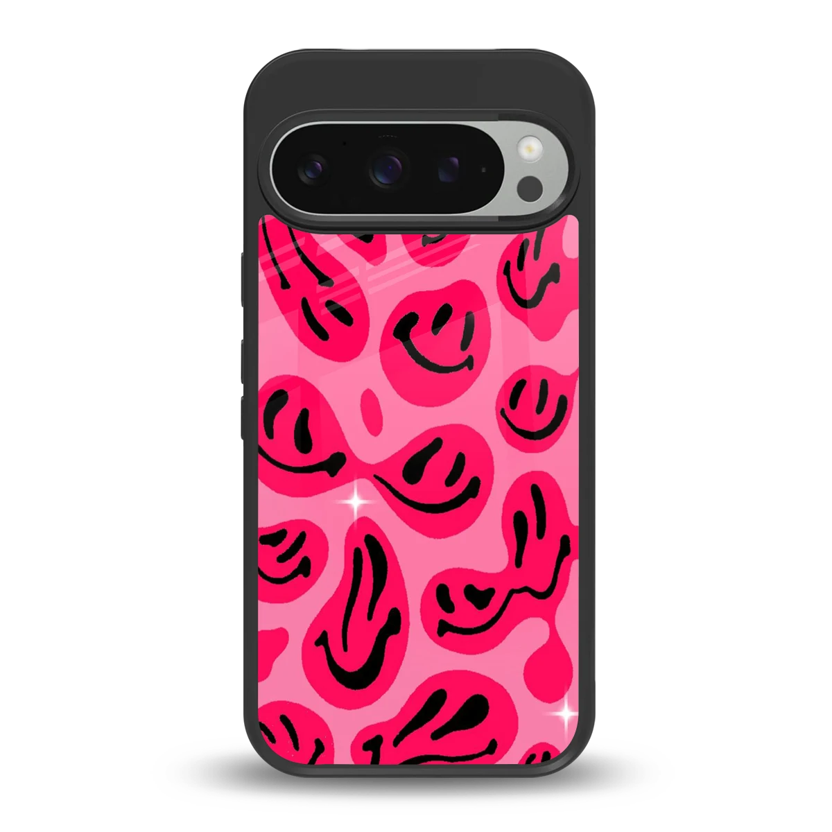 Acid Smiles Pink back phone cover | glass case for google pixel 9 pro xl