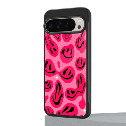 Acid Smiles Pink google pixel 9 pro mobile cover | shockproof glass phone case