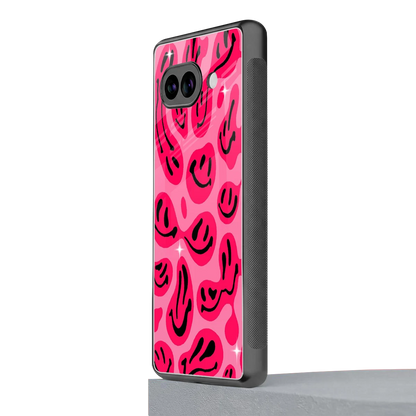 Acid Smiles Pink google pixel 10a mobile cover | shockproof glass phone case