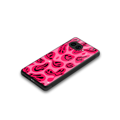 Acid Smiles Pink stylish phone case for google pixel 10a | glossy glass and slim fit