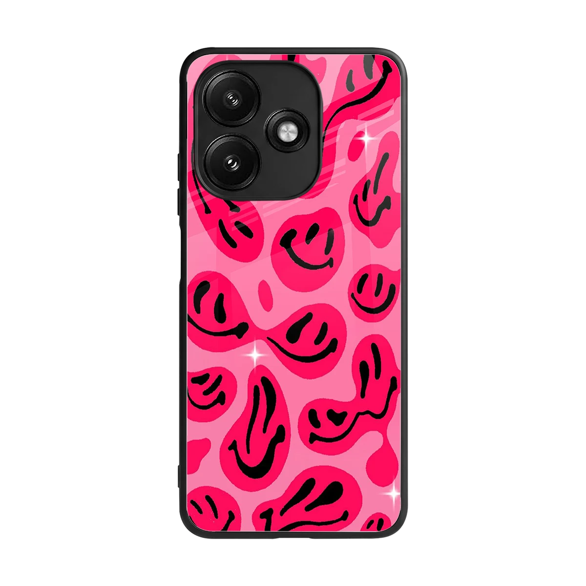 Acid Smiles Pink back phone cover | glass case for redmi 12 5g