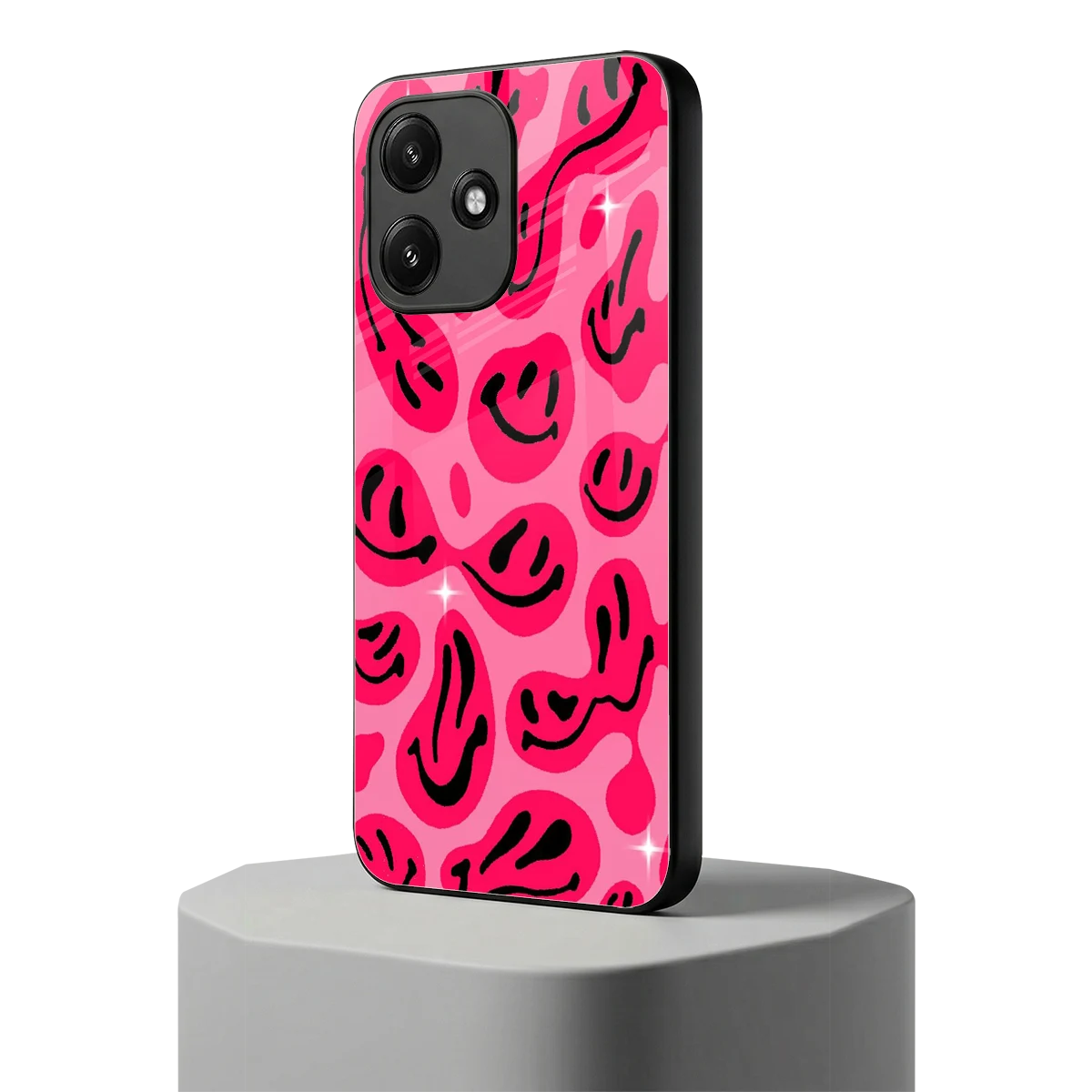 Acid Smiles Pink redmi 12 5g mobile cover | shockproof glass phone case