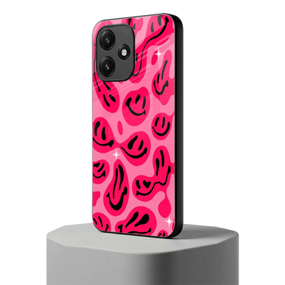 Acid Smiles Pink redmi 12 5g mobile cover | shockproof glass phone case
