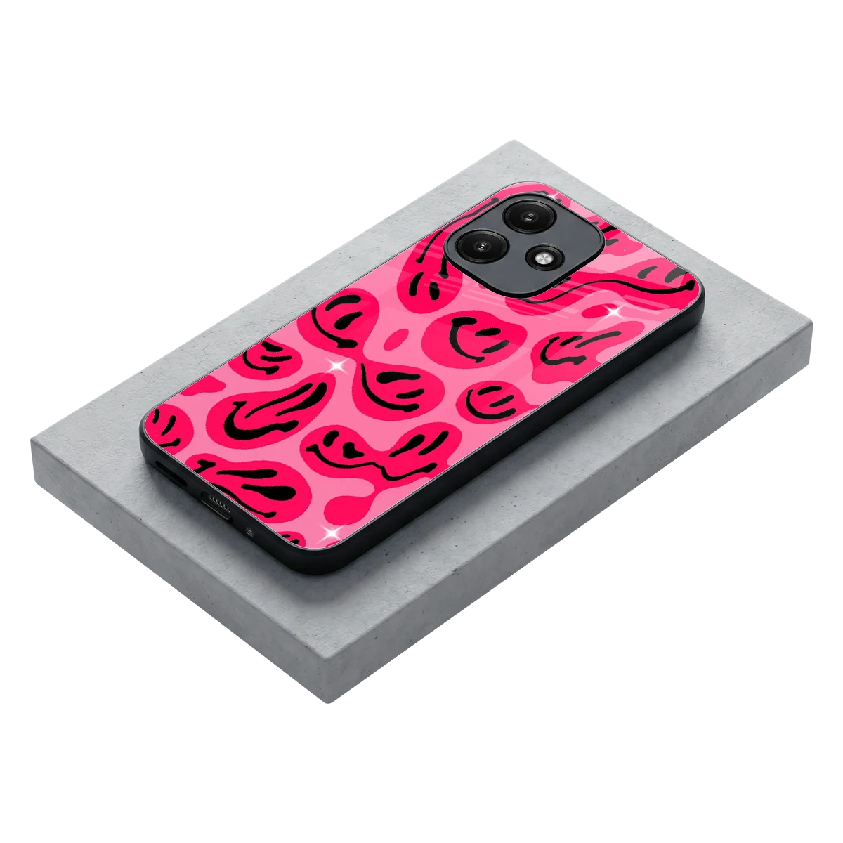 Acid Smiles Pink stylish phone case for redmi 12 5g | glossy glass and slim fit