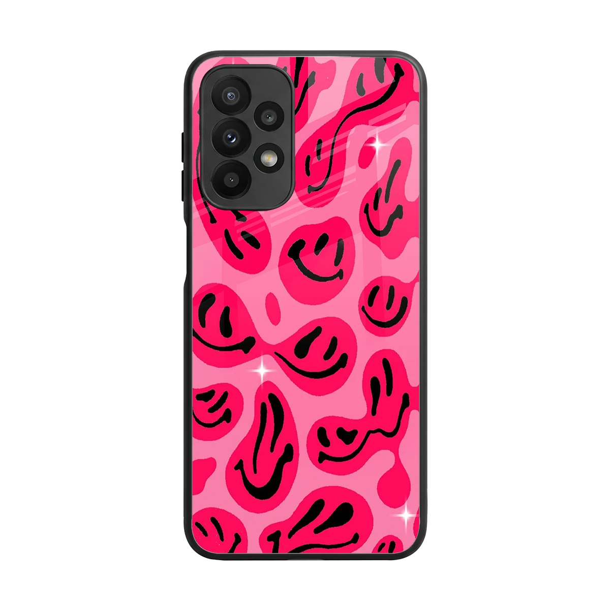 Acid Smiles Pink back phone cover | glass case for samsung galaxy a23