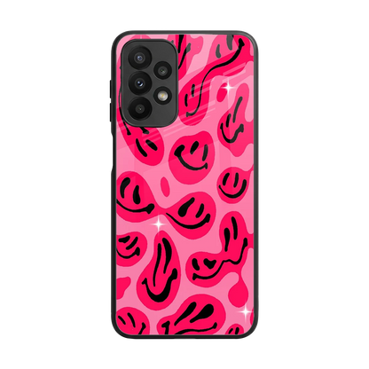 Acid Smiles Pink back phone cover | glass case for samsung galaxy a23