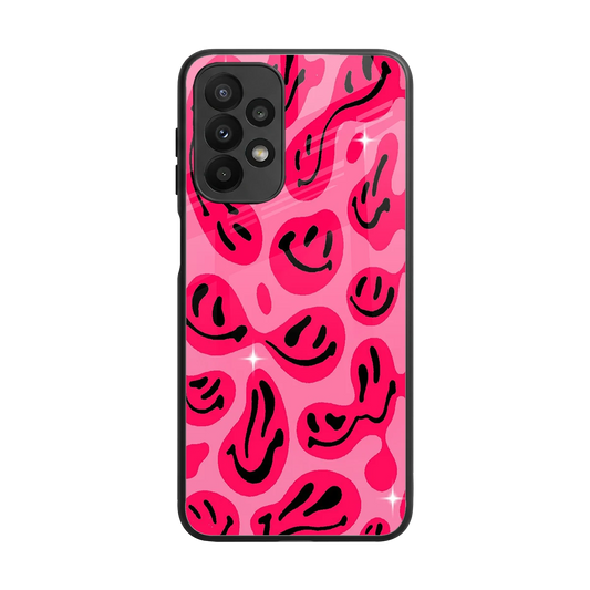 Acid Smiles Pink back phone cover | glass case for samsung galaxy a23