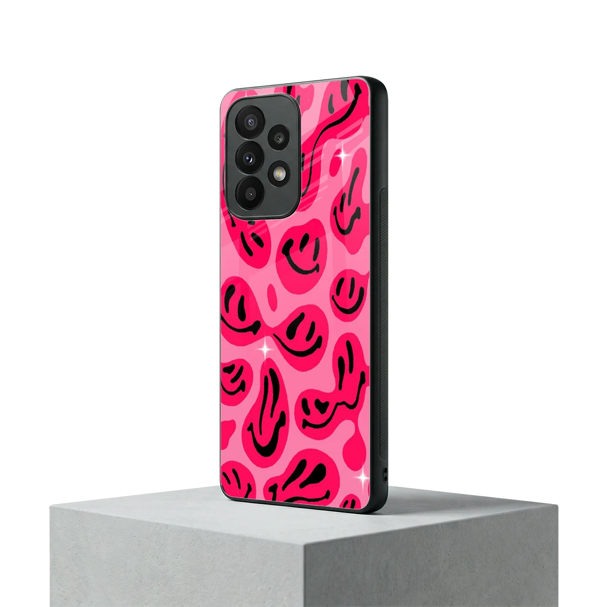 Acid Smiles Pink samsung galaxy a23 mobile cover | shockproof glass phone case