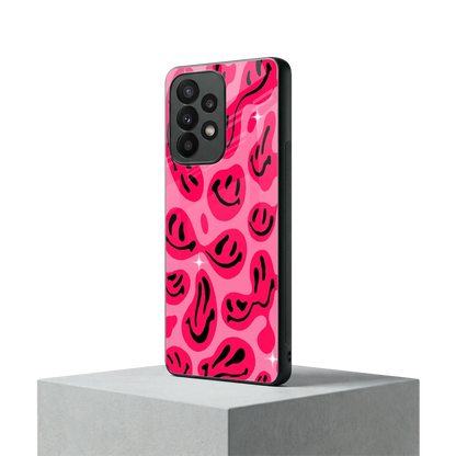 Acid Smiles Pink samsung galaxy a23 mobile cover | shockproof glass phone case