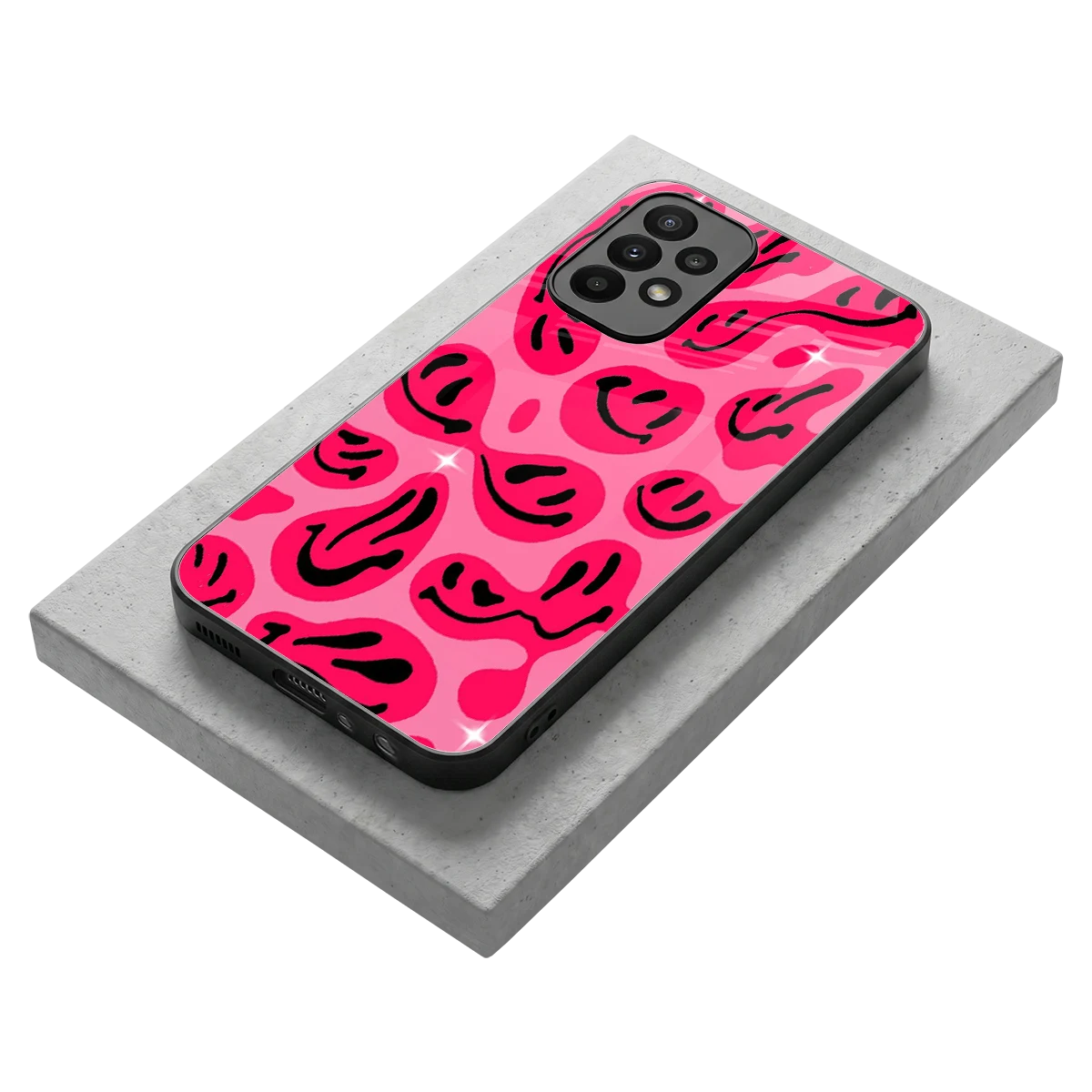 Acid Smiles Pink stylish phone case for samsung galaxy a23 | glossy glass and slim fit