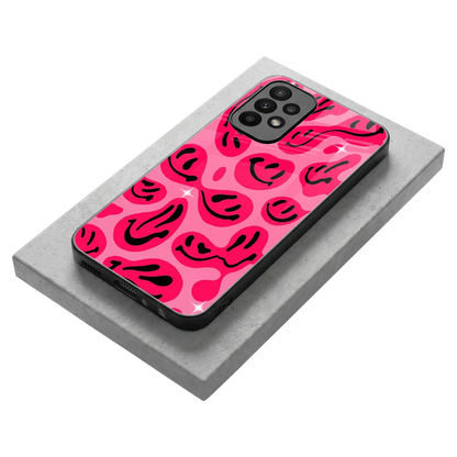 Acid Smiles Pink stylish phone case for samsung galaxy a23 | glossy glass and slim fit