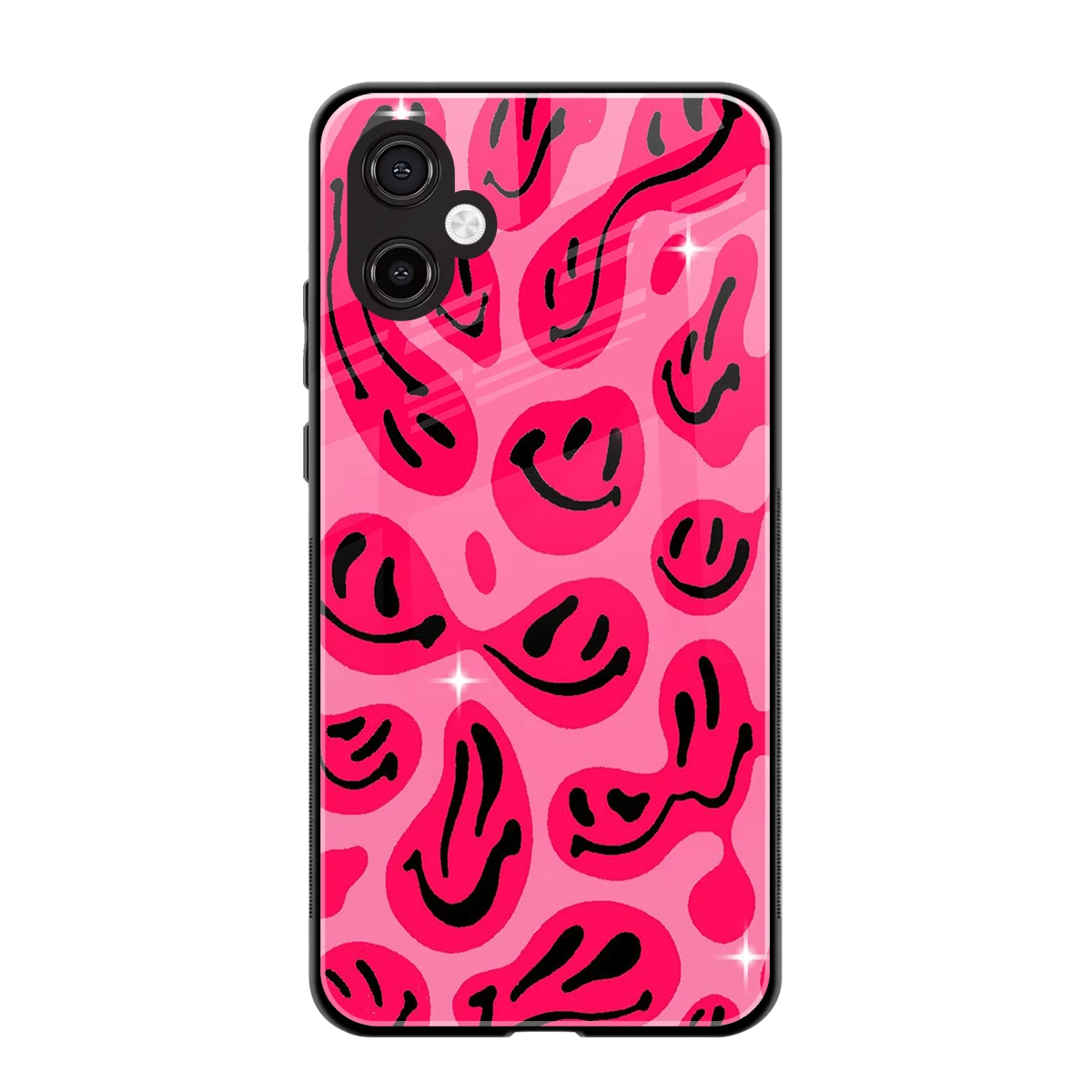 Acid Smiles Pink back phone cover | glass case for samsung galaxy a06 5g