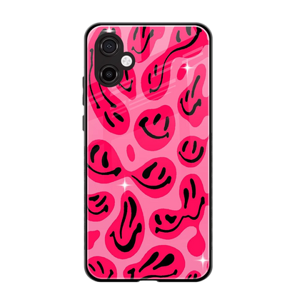 Acid Smiles Pink back phone cover | glass case for samsung galaxy a06 5g