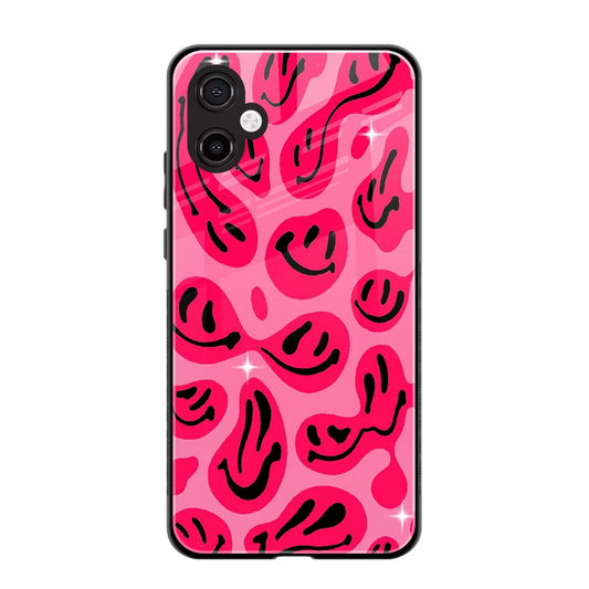 Acid Smiles Pink back phone cover | glass case for samsung galaxy a06 5g