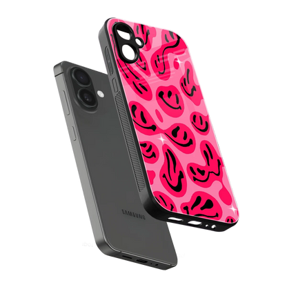 Acid Smiles Pink sleek samsung galaxy a06 5g cover with tempered glass back and TPU edges