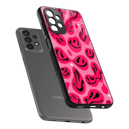 Acid Smiles Pink sleek samsung galaxy a23 cover with tempered glass back and TPU edges