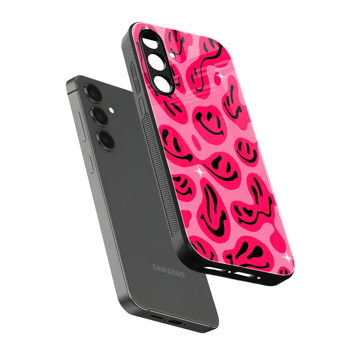 Acid Smiles Pink sleek samsung galaxy a35 5g cover with tempered glass back and TPU edges