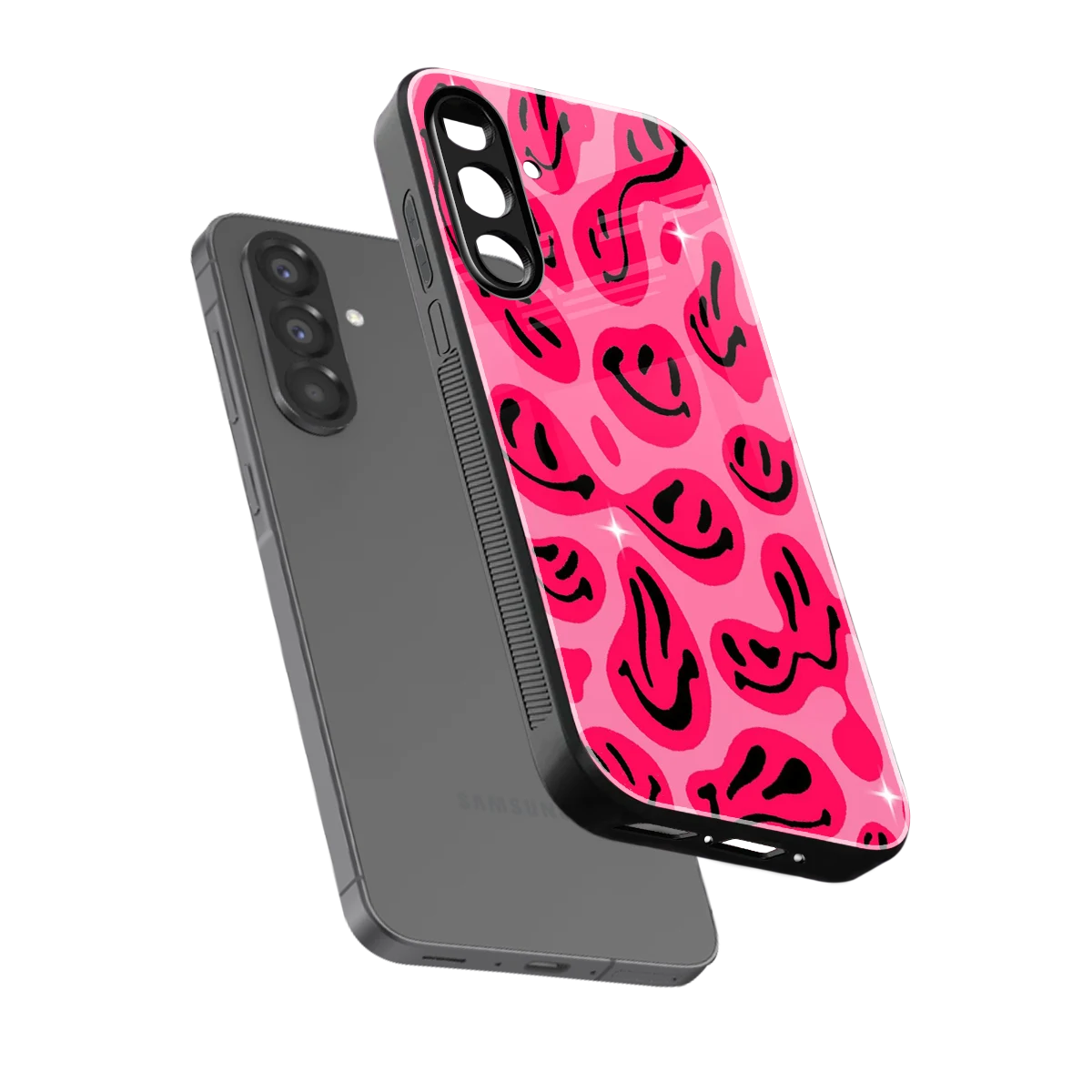 Acid Smiles Pink sleek samsung galaxy a36 5g cover with tempered glass back and TPU edges