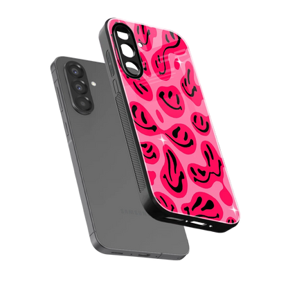 Acid Smiles Pink sleek samsung galaxy f17 5g cover with tempered glass back and TPU edges