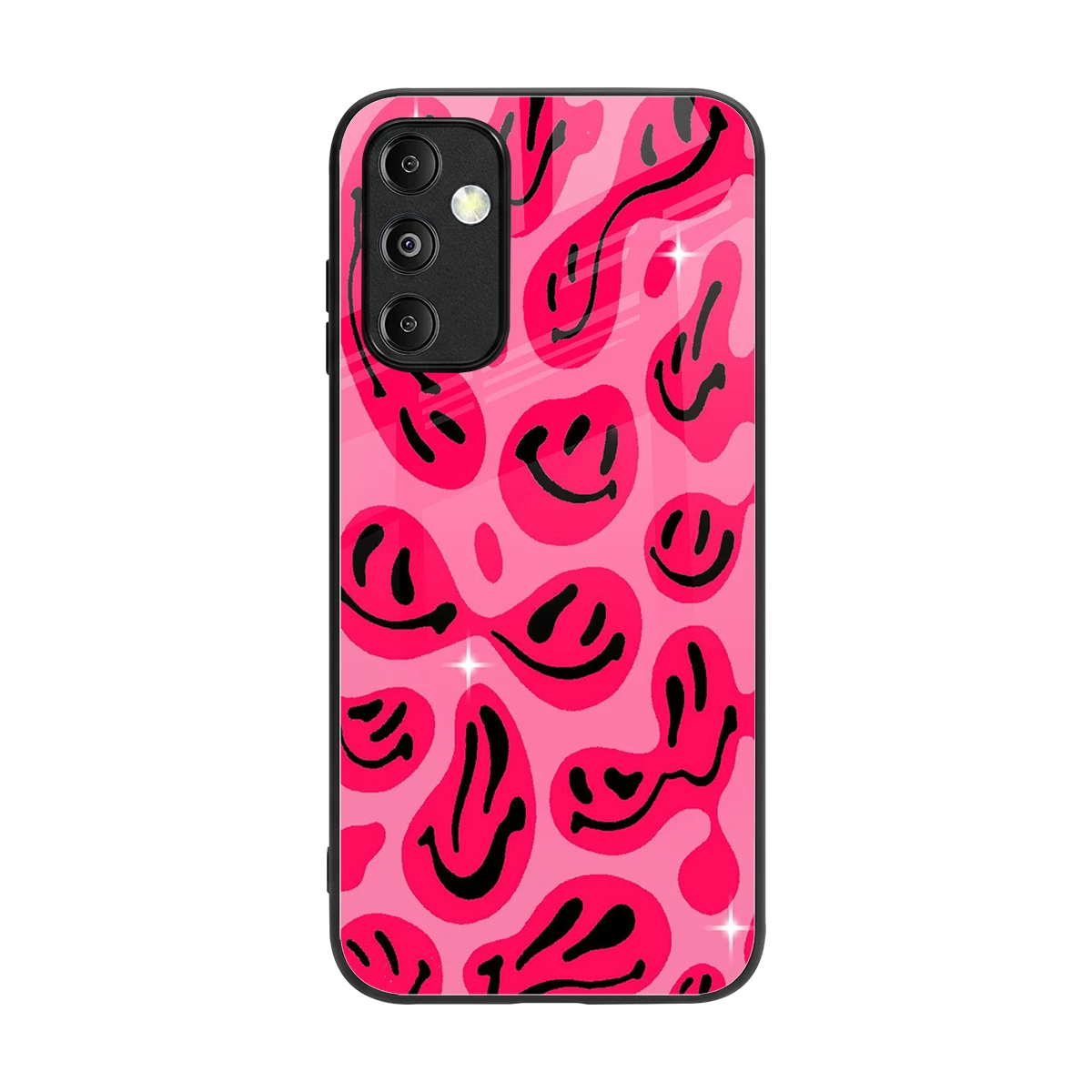 Acid Smiles Pink back phone cover | glass case for samsung galaxy m14 5g