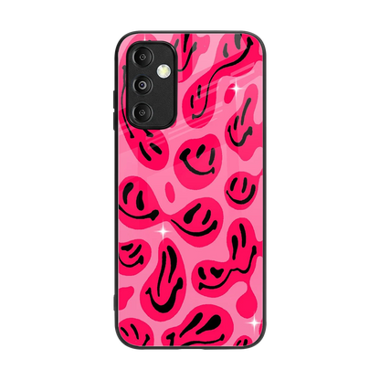 Acid Smiles Pink back phone cover | glass case for samsung galaxy m14 5g
