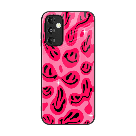 Acid Smiles Pink back phone cover | glass case for samsung galaxy m14 5g