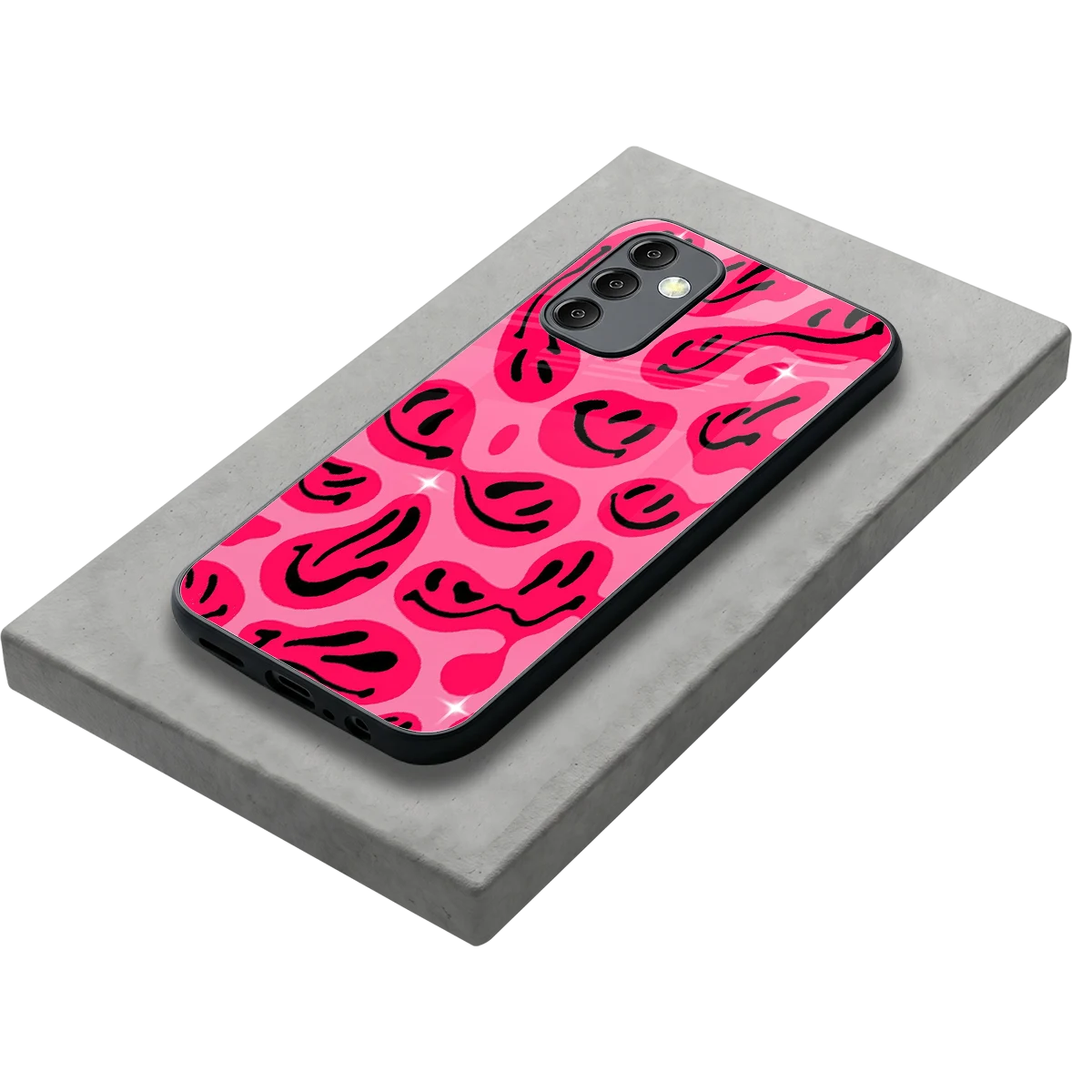 Acid Smiles Pink stylish phone case for samsung galaxy m14 5g | glossy glass and slim fit