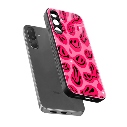 Acid Smiles Pink sleek samsung galaxy m36 5g cover with tempered glass back and TPU edges