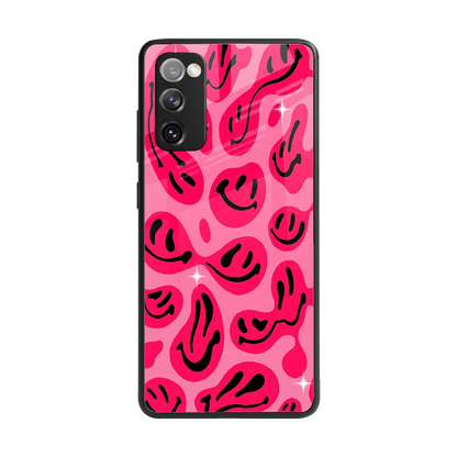 Acid Smiles Pink back phone cover | glass case for samsung galaxy s20 fe
