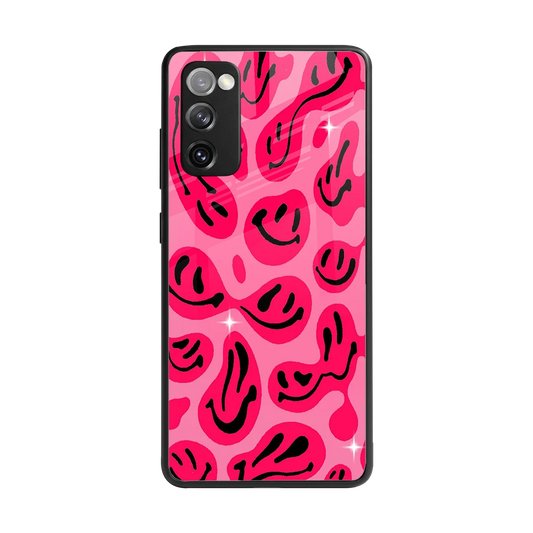 Acid Smiles Pink back phone cover | glass case for samsung galaxy s20 fe