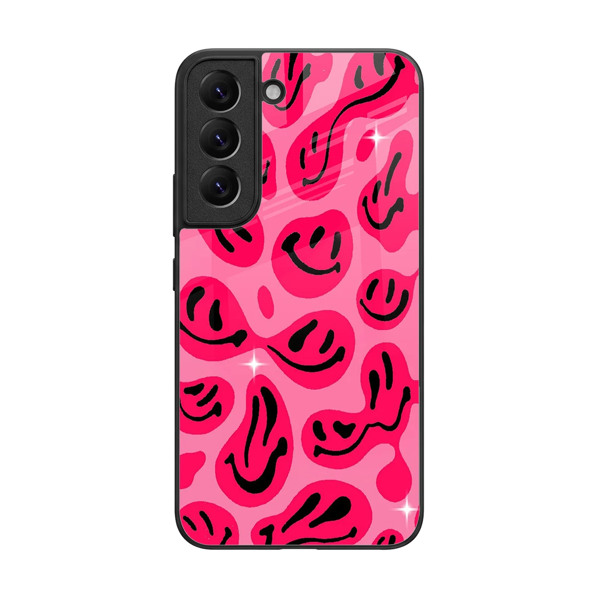 Acid Smiles Pink back phone cover | glass case for samsung galaxy s22