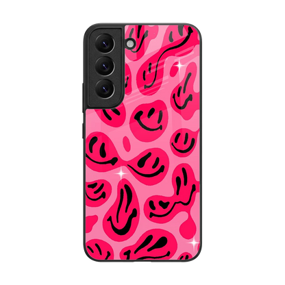 Acid Smiles Pink back phone cover | glass case for samsung galaxy s22