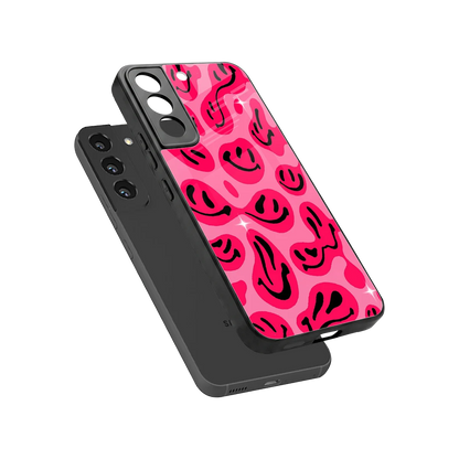 Acid Smiles Pink sleek samsung galaxy s22 cover with tempered glass back and TPU edges