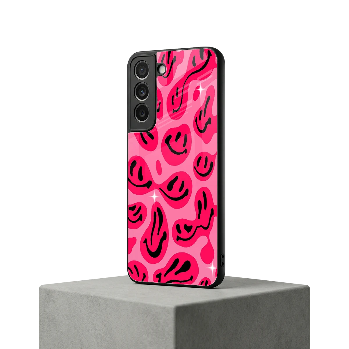 Acid Smiles Pink samsung galaxy s22 mobile cover | shockproof glass phone case