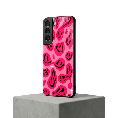 Acid Smiles Pink samsung galaxy s22 mobile cover | shockproof glass phone case