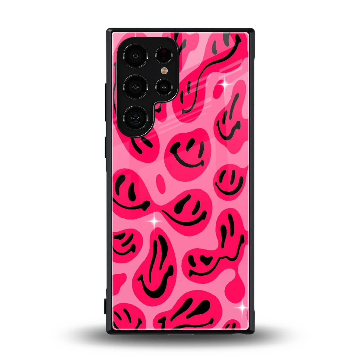 Acid Smiles Pink back phone cover | glass case for samsung galaxy s23 ultra