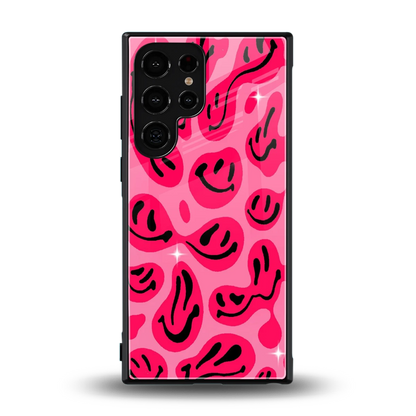 Acid Smiles Pink back phone cover | glass case for samsung galaxy s24 ultra
