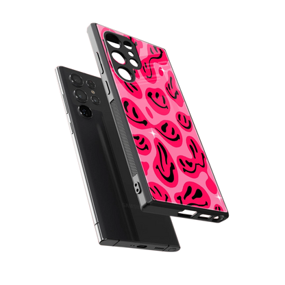 Acid Smiles Pink sleek samsung galaxy s24 ultra cover with tempered glass back and TPU edges