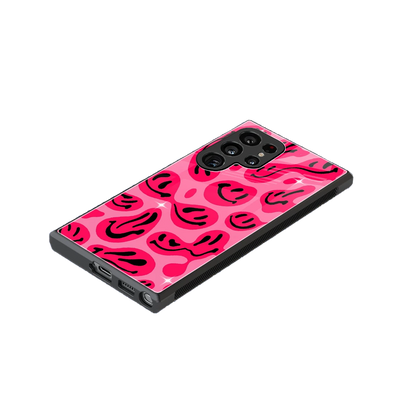 Acid Smiles Pink stylish phone case for samsung galaxy s24 ultra | glossy glass and slim fit