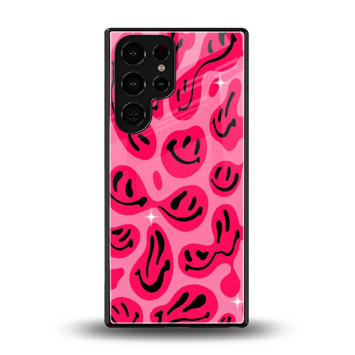 Acid Smiles Pink back phone cover | glass case for samsung galaxy s25 ultra