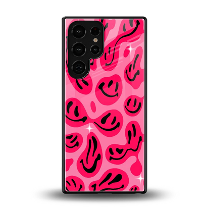 Acid Smiles Pink back phone cover | glass case for samsung galaxy s25 ultra