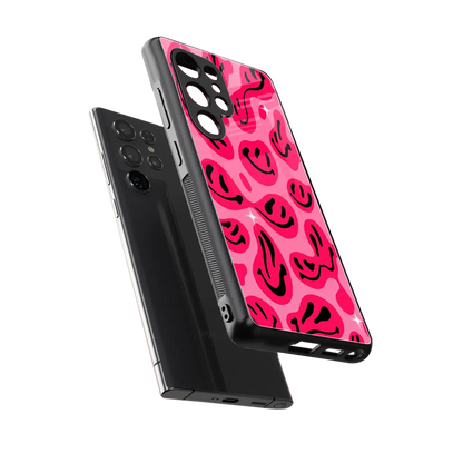 Acid Smiles Pink sleek samsung galaxy s25 ultra cover with tempered glass back and TPU edges
