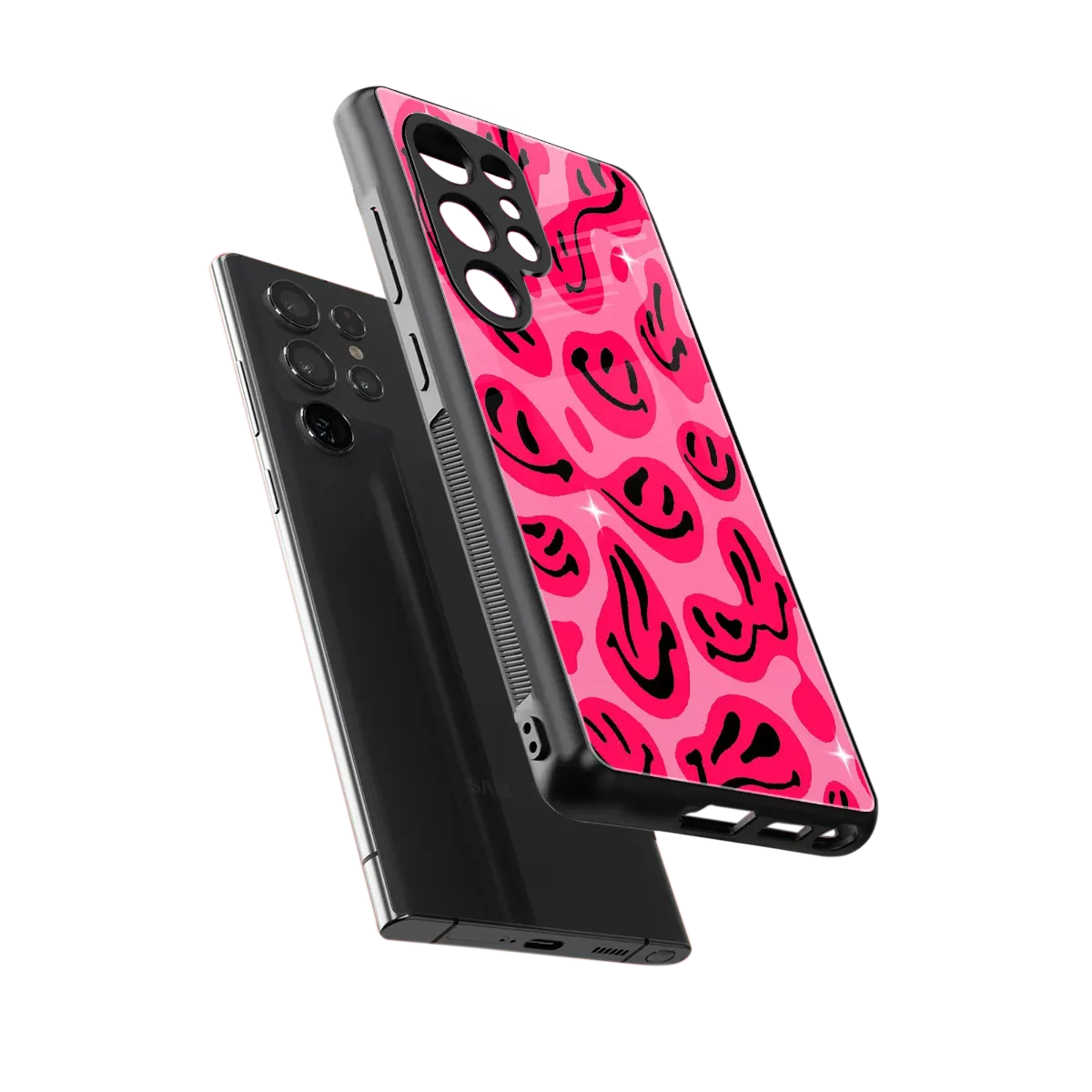 Acid Smiles Pink sleek samsung galaxy s26 ultra cover with tempered glass back and TPU edges