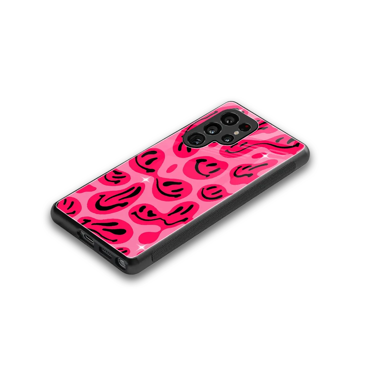 Acid Smiles Pink stylish phone case for samsung galaxy s25 ultra | glossy glass and slim fit