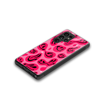 Acid Smiles Pink stylish phone case for samsung galaxy s25 ultra | glossy glass and slim fit