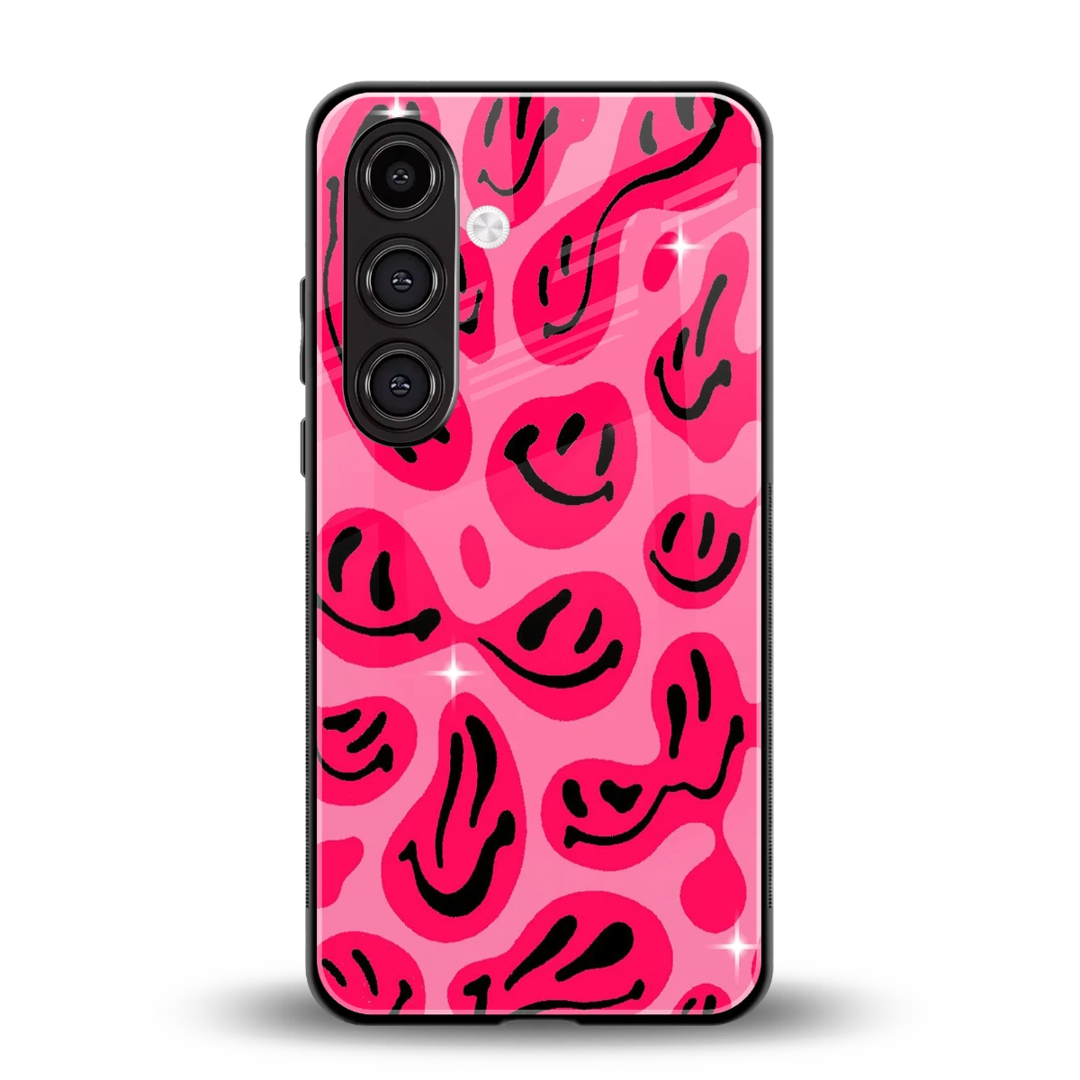 Acid Smiles Pink back phone cover | glass case for samsung galaxy s24